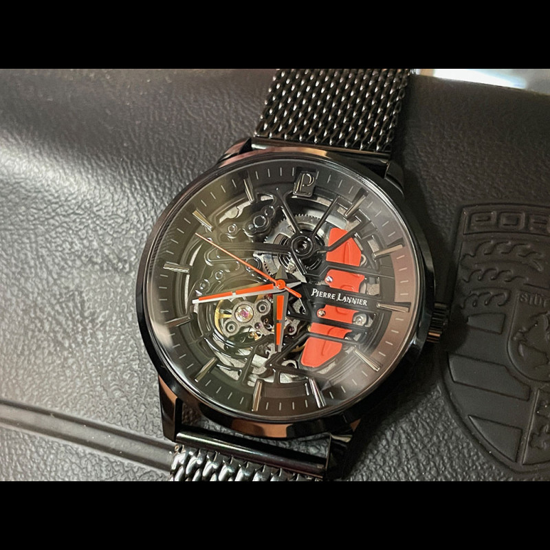 Paddock Automatic Watch Black / Orange Metal bracelet Made in France ...