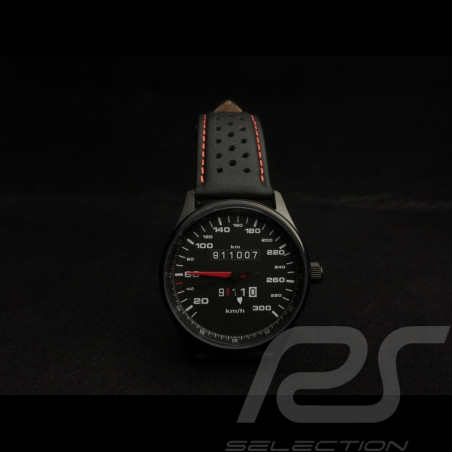 Porsche Automatic Watch 911 300 km/h speedometer black case / black dial / white numbers