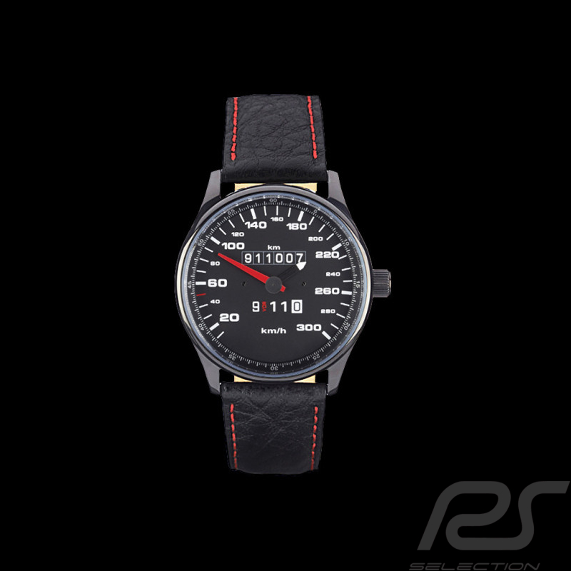 Porsche 911 300 km/h Tachometer Uhr schwarz Gehause / schwarz Wahl / weiße Zahlen