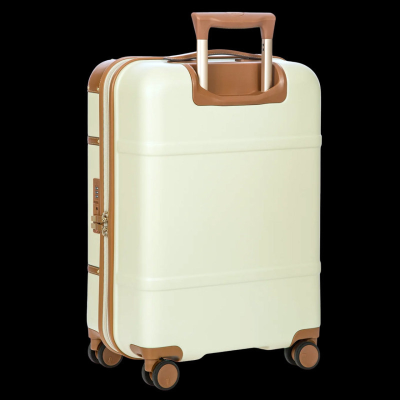 LONG VACATION Lot de 4 valises avec coque rigide en ABS + PC, roues pivotantes et fermeture éclair YKK TSA pour essentiels de voyage (blanc-marron, ensemble de 6 pièces