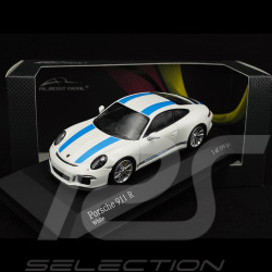 Porsche 911 R type 991 2016 blanc bandes bleues 1/43 Minichamps 413066276