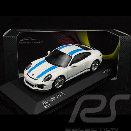 Porsche 911 R type 991 2016 blanc bandes bleues 1/43 Minichamps 413066276