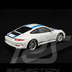 Porsche 911 R type 991 2016 blanc bandes bleues 1/43 Minichamps 413066276