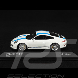 Porsche 911 R type 991 2016 blanc bandes bleues 1/43 Minichamps 413066276