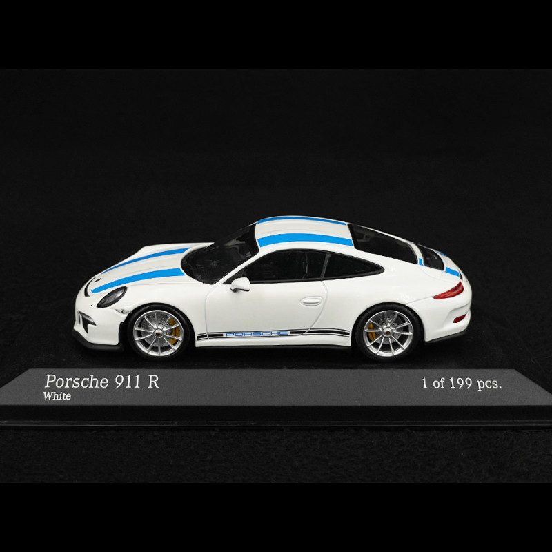 Minichamps Porsche 911/991 R 2016 Modellauto 1:43 | Golfblau/Schwarz | Detailgetreue Sammleredition
