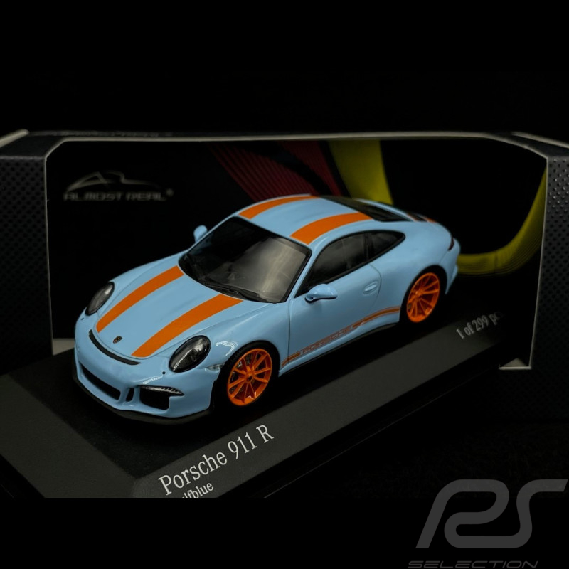 Porsche 911 R type 991 2016 gulf blue orange stripes 1/43 Minichamps 413066262