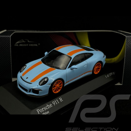 Porsche 911 R type 991 2016 bleu gulf bandes oranges 1/43 Minichamps 413066262