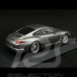 Porsche 911 R type 991 2016 argent Rhodium métallisé bandes latérales noires 1/43 Minichamps 410066224