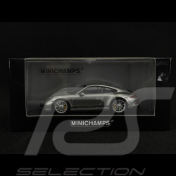 Porsche 911 R type 991 2016 argent Rhodium métallisé bandes latérales noires 1/43 Minichamps 410066224