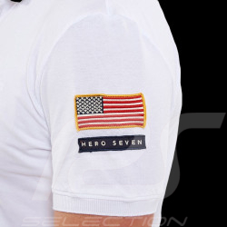 Polo Steve McQueen US Star & Stripes Blanc - homme