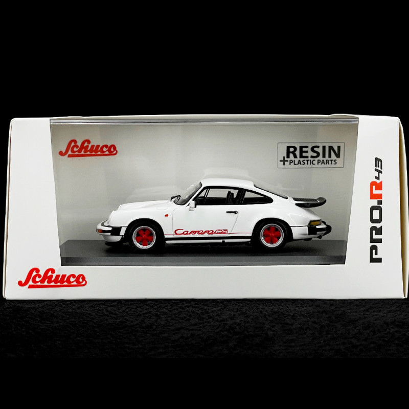 Porsche 911 Carrera 3.2 Cs Coupé 1/43 Schuco PRO.R43 – Blanc/Rouge – Neuve