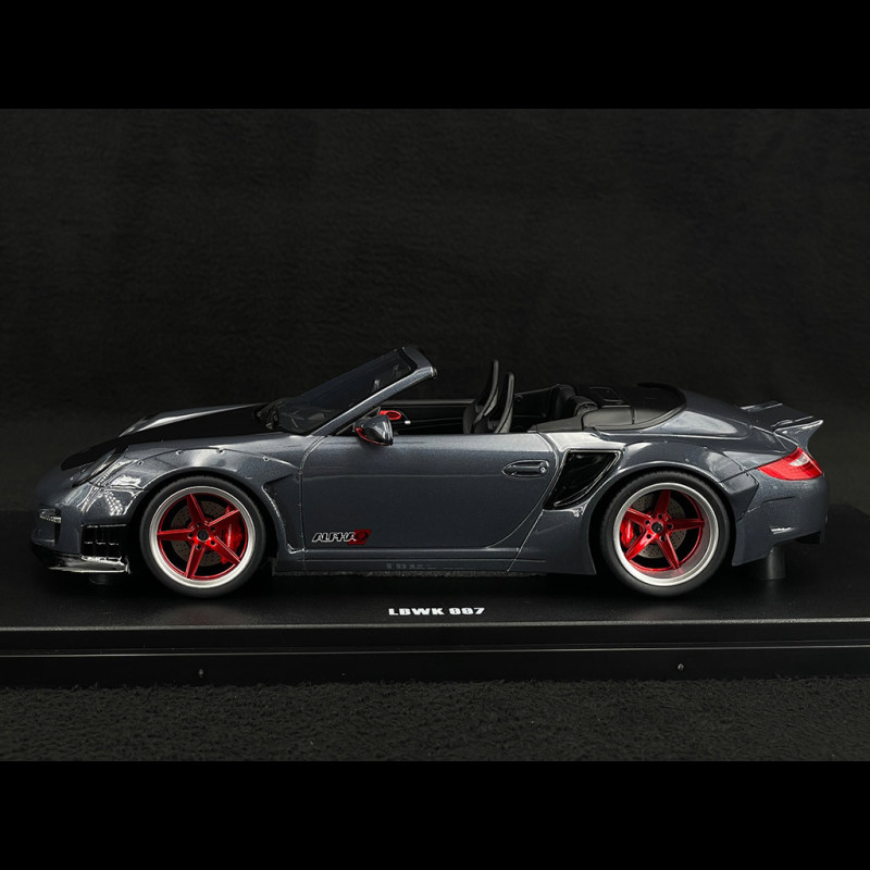 GT-Spirit Porsche 911 997 Coupe Liberty Walk LB Performance Grau – 1/18 Modell Inkl. Personalisiertem Wunschkennzeichen, Limitiert Auf 2500 Stück