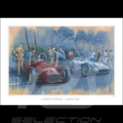 Affiche Lancia D50 "Le Dernier Récital d'Alberto Ascari" dessin original de Benjamin Freudenthal