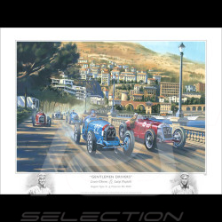 Poster Bugatti Type 51 and Maserati 8C-2500 GP Monaco 1931 Original Drawing by Benjamin Freudenthal