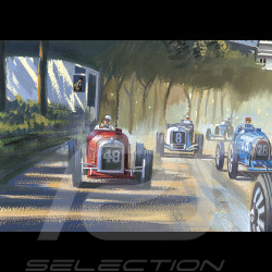 Affiche Bugatti Type 51 et Maserati 8C-2500 GP Monaco 1931 dessin original de Benjamin Freudenthal