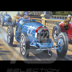 Affiche Bugatti Type 51 et Maserati 8C-2500 GP Monaco 1931 dessin original de Benjamin Freudenthal