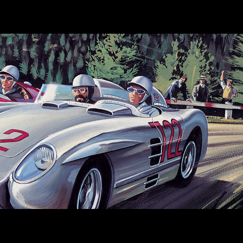 Original Vintage Mercedes Benz Car Racing Poster Grand Prix d'Argentine 1955 Anton Stankowski