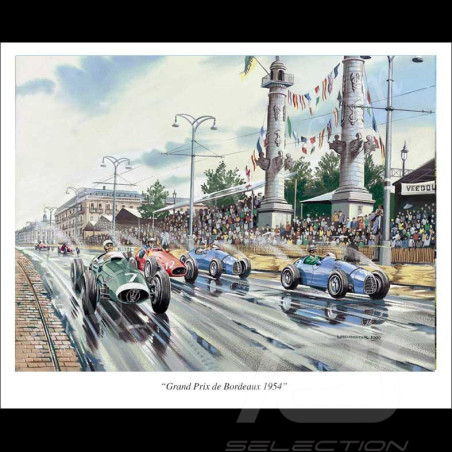 Poster GP Bordeaux 1954 Moss Gonzalez Original Drawing by Benjamin Freudenthal