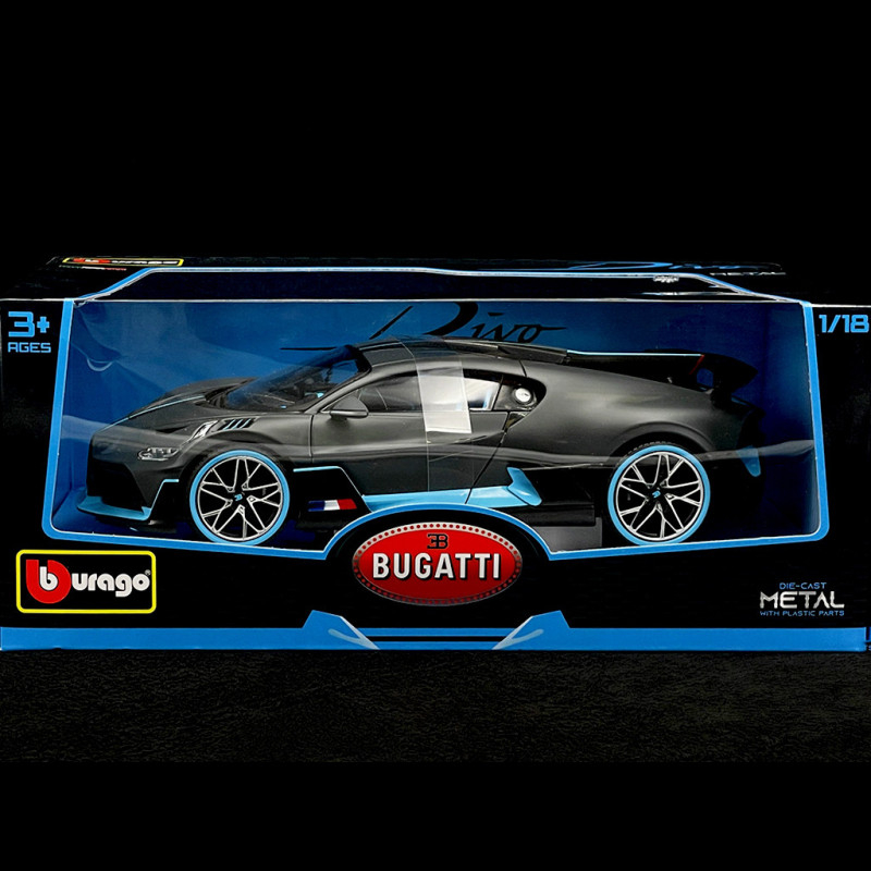 Bugatti Divo Gris mate con detalles azules 1/18 modelo de auto fundido a presión por Bburago 11045 Bugatti Divo Gris mate con detalles azules 1/18 modelo de auto fundido a presión por Bburago 11045