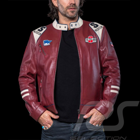 Steve McQueen Jacke Riverside Raceway 1966 Leder Dunkelrot 27493-4010 - Herren