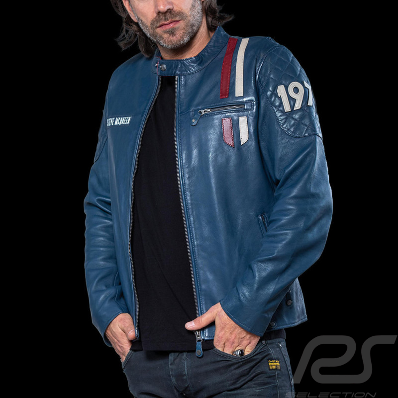 Steve McQueen Jacke Le Mans 1971 Leder Königsblau 27502-0012 - Herren