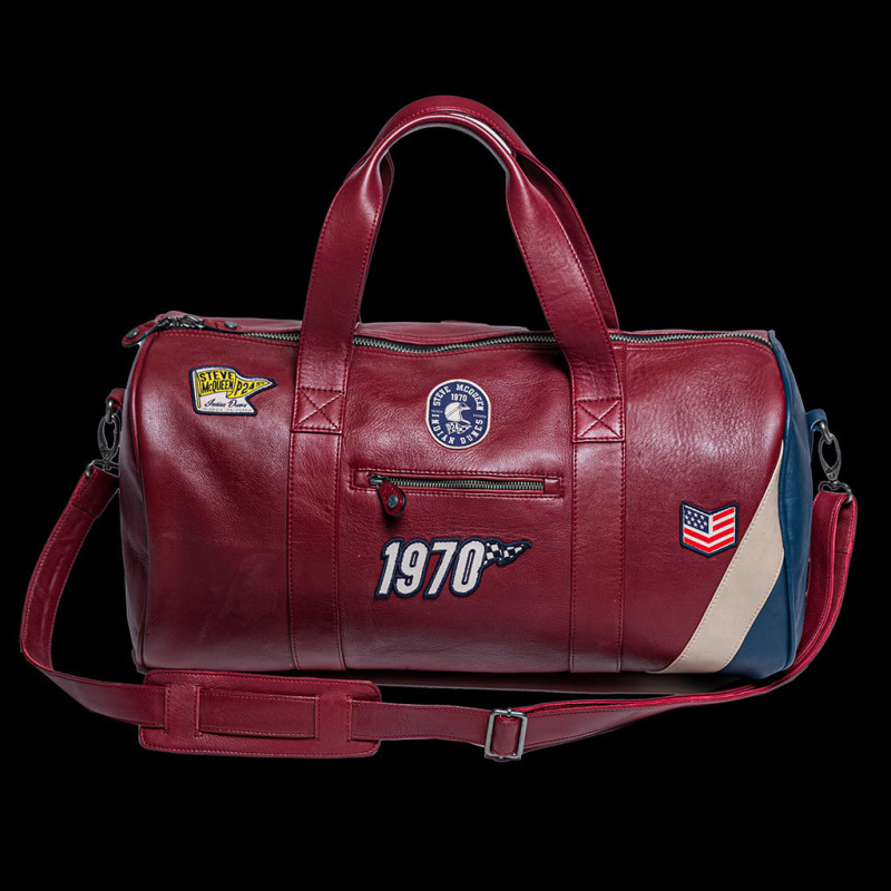 Leather Sport Bag Steve McQueen Indian Dunes 1970 Motocross Dark Red ...