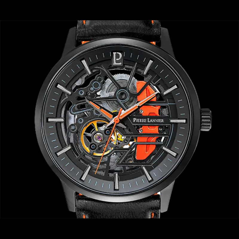 Montre PIERRE LANNIER Trio homme automatique acier doré bracelet cuir