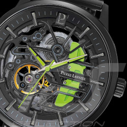 Coffret Montre automatique Pierre Lannier Paddock Fabriqué en France Bracelet Cuir Métal Noir / Vert 385C479