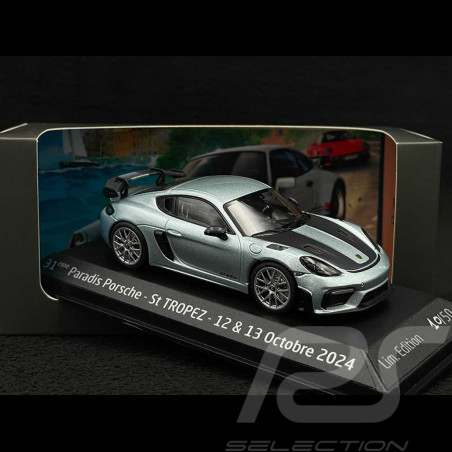 Porsche 718 Cayman GT4 RS 2022 Paradis Porsche St Tropez 2024 Azzuro Thetys Metallic 1/43 Minichamps WAP0200020NGT4