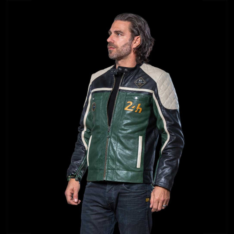 Leather Jacket 24h Le Mans Dark Green Lino 274753037 men