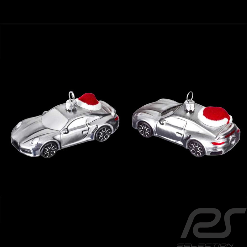 Boule de Noël Porsche 911 Turbo avec Bonnet de Noël Argent GT Métallisé WAP0500080SWBS