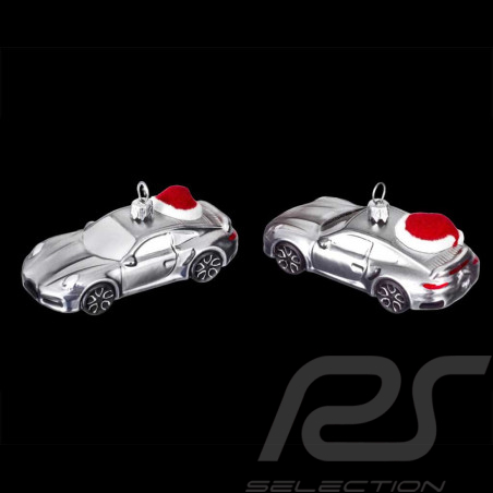 Boule de Noël Porsche 911 Turbo avec Bonnet de Noël Argent GT Métallisé WAP0500080SWBS