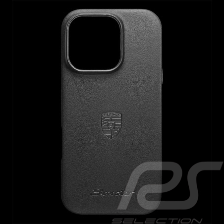 Coque Porsche Boxster iPhone 16 Pro en Cuir Noir WAP0300010SBXS