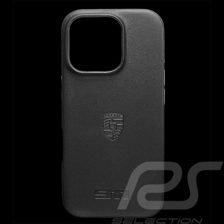 Coque Porsche 911 iPhone 16 Pro en Cuir Noir WAP0300030S911