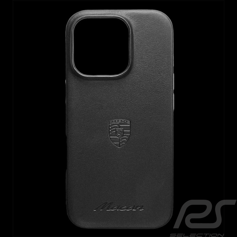 Coque Porsche Macan iPhone 16 Pro en Cuir Noir WAP0300040SMAC