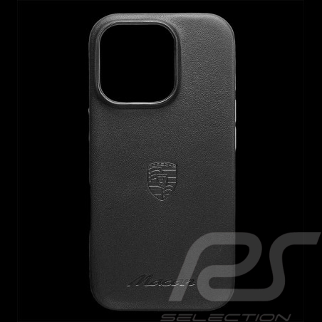 Coque Porsche Macan iPhone 16 Pro en Cuir Noir WAP0300040SMAC