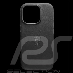 Coque Porsche Ecusson iPhone 16 Pro en Cuir Noir WAP0300070SWPP