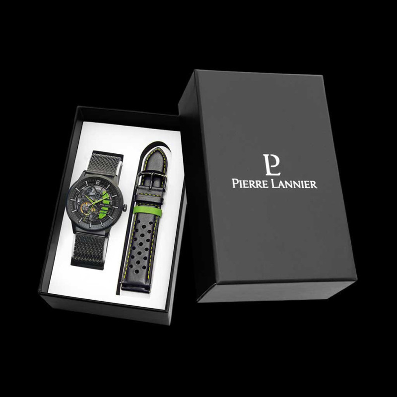 Paddock Automatic Watch Black / Green Leather or Metal bracelet Made in ...