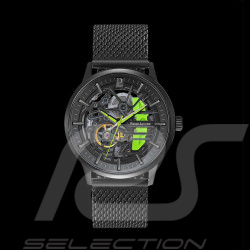 Automatic Watch Pierre Lannier Set Paddock Made in France Leather or Metal bracelet Black / Green 385C479