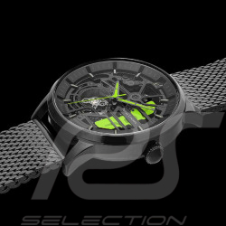 Automatic Watch Pierre Lannier Set Paddock Made in France Leather or Metal bracelet Black / Green 385C479