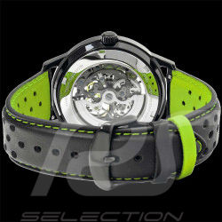 Coffret Montre automatique Pierre Lannier Paddock Fabriqué en France Bracelet Cuir Métal Noir / Vert 385C479