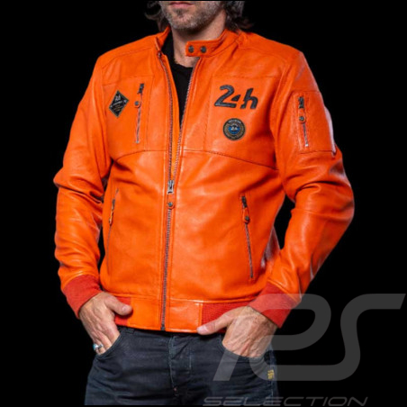 Leather Jacket 24h Le Mans Orange Travis 27477-2090 - men