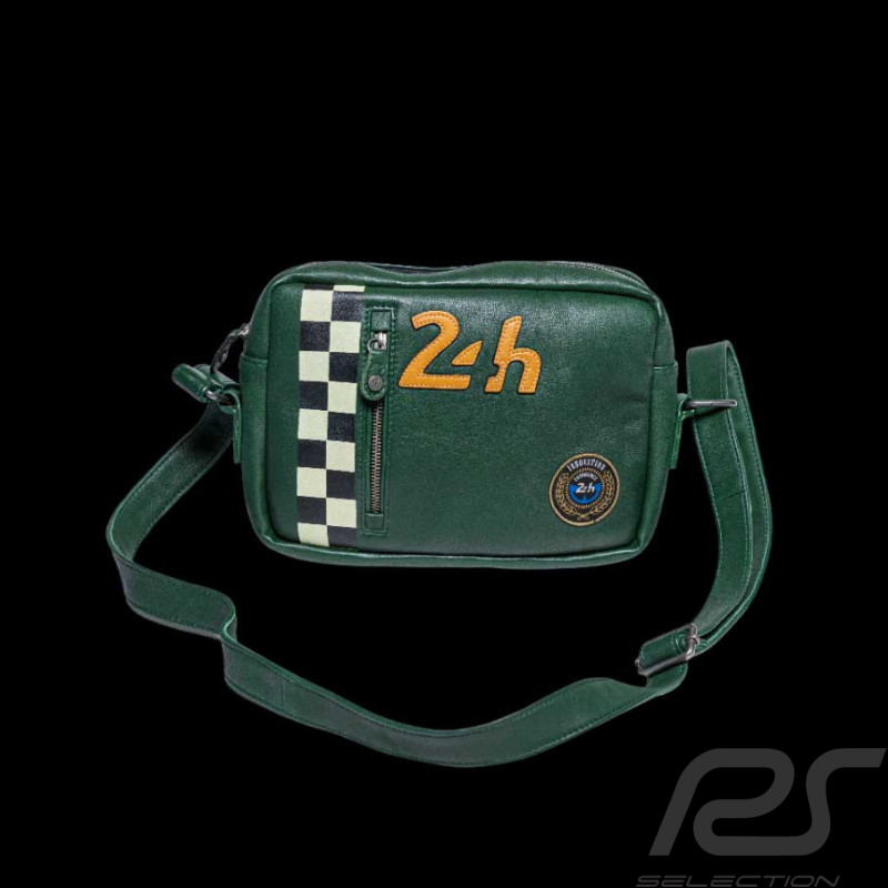 Sacoche 24h Le Mans à Bandoulière en Cuir Vert Dani 27467-3037