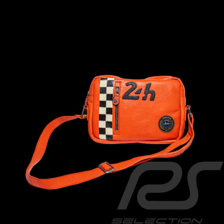 Sacoche 24h Le Mans à Bandoulière en Cuir Orange Dani 27467-2090