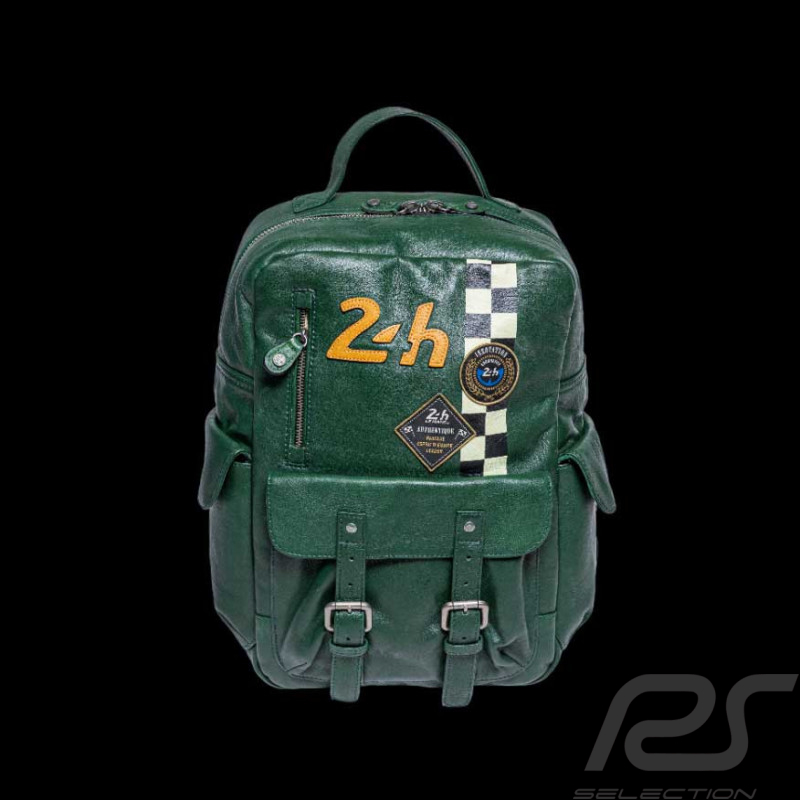24h Le Mans Backpack Dark Green Leather Jack 27468-3037