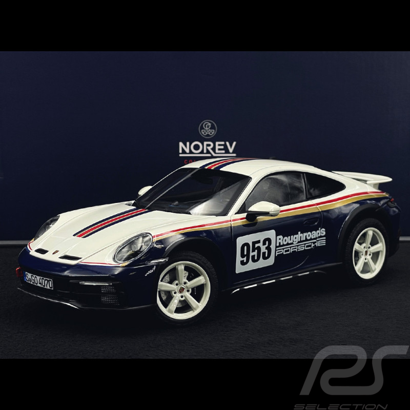Porsche 911 Dakar Typ 992 n° 953 Roughroads 2023 Enzianblau / Weiß  1/18 Norev 187240