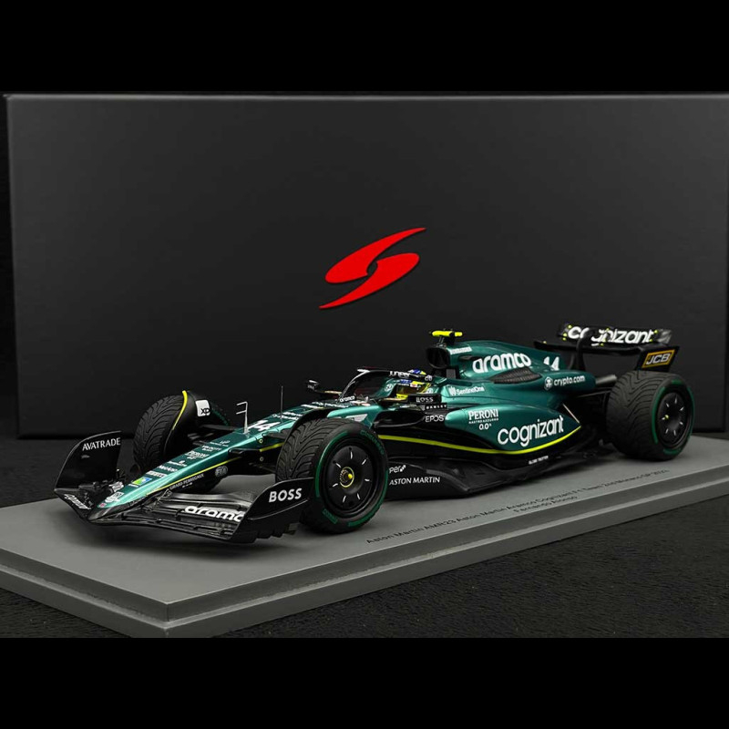 Miniature Spark 1:18 Aston Martin AMR23 #14 – Monaco 2023 – Alonso – Vitrine