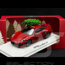 Porsche 911 Turbo S Typ 992 2023 mit Weihnachtsbaum Karminrot 1/43 Minichamps WAP0201630SXMS