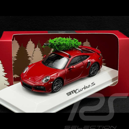 Porsche 911 Turbo S Typ 992 2023 mit Weihnachtsbaum Karminrot 1/43 Minichamps WAP0201630SXMS