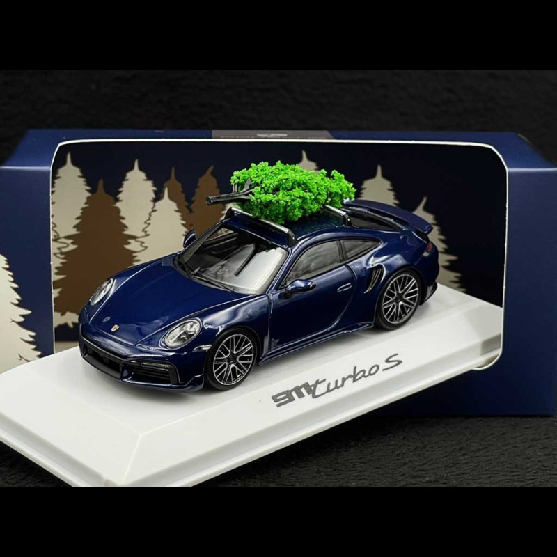 Miniature Porsche 911 992 Turbo S 1:43 Minichamps – Édition Noël 2024 Bleu Gentiane – Collectionneur